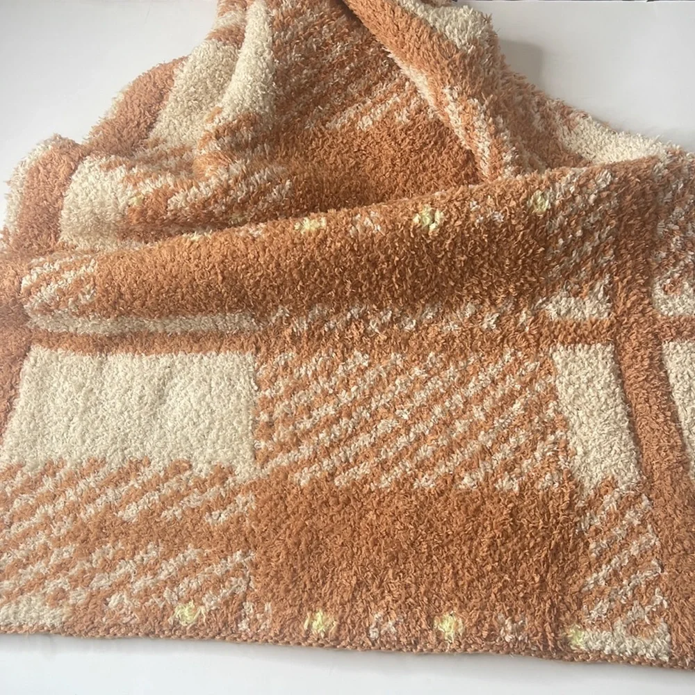 Aerie Offline Sweater Scarf Plaid Neutral Colors